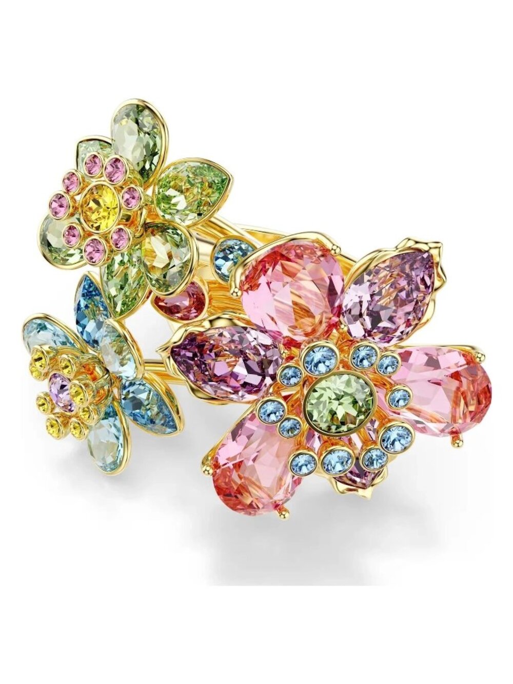 Swarovski Idyllia Flower Ring Multicolor Gold Tone Size 55 7 NIB